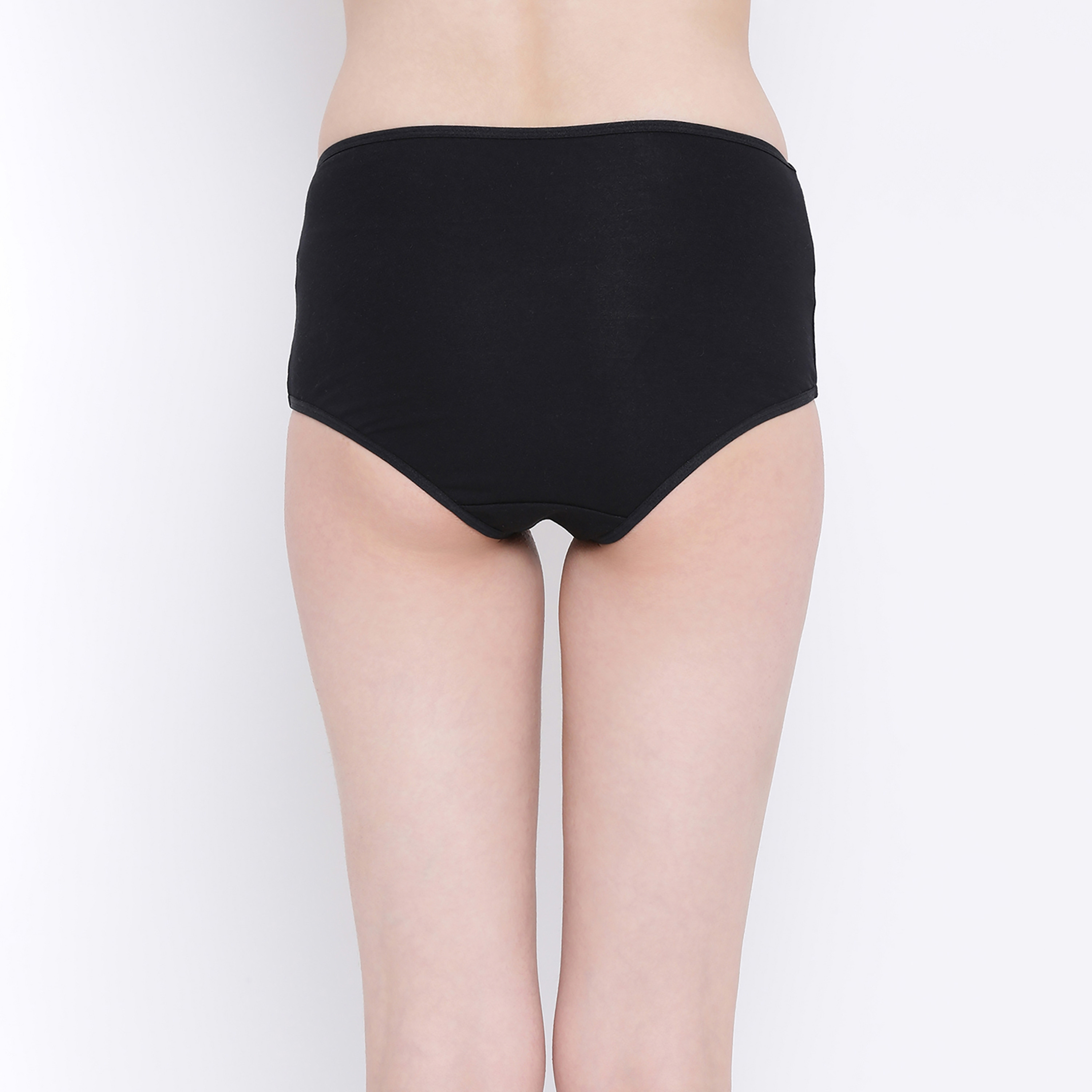 Clovia High Waist Women's Hipster Panty in Black- Cotton-women-clothing-lingerie-panties-image-4