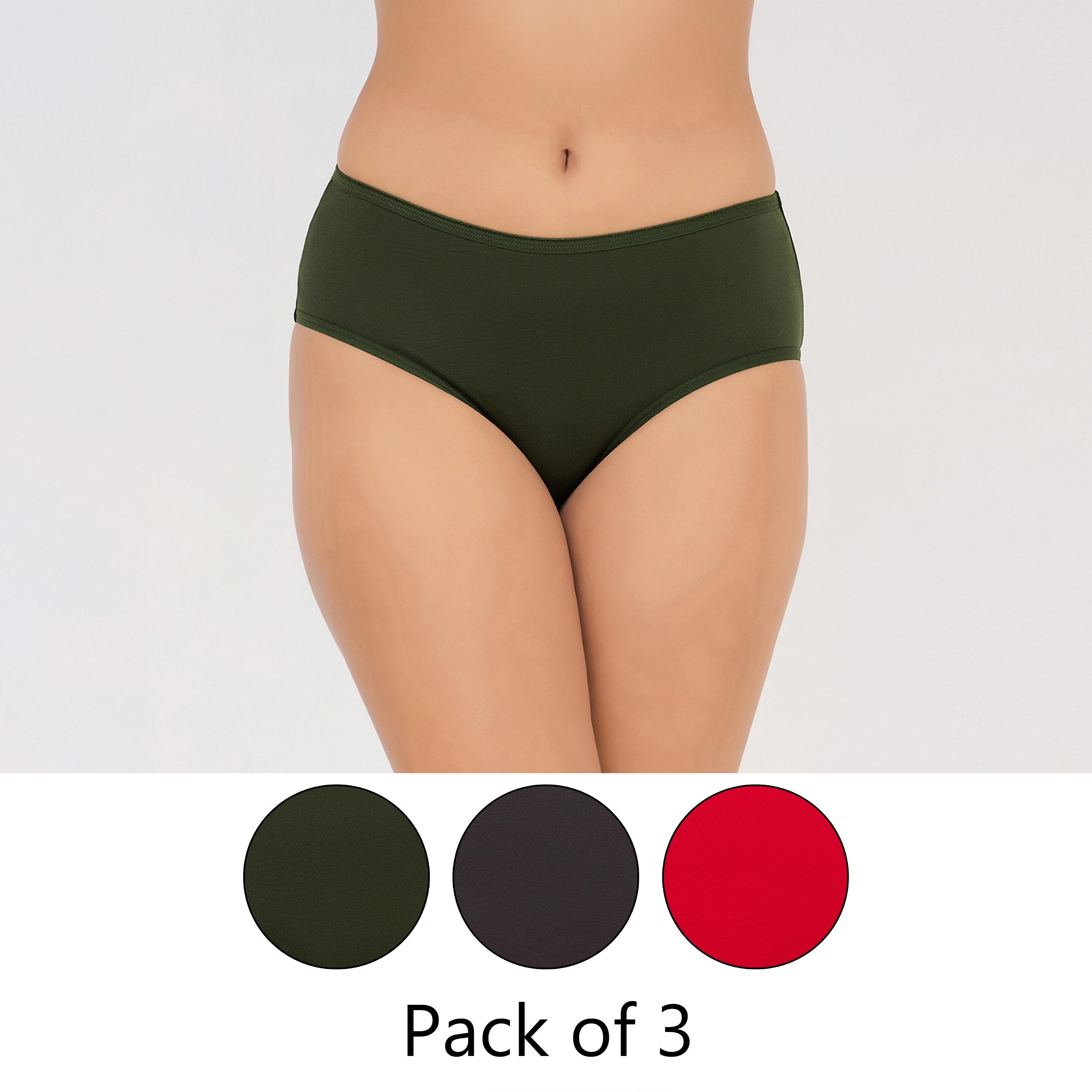 طقم سراويل داخلية قطن بخصر متوسط الارتفاع (هيبستر) 3 قطع للنساء من كلوفيا-women-clothing-lingerie-panties-image-1