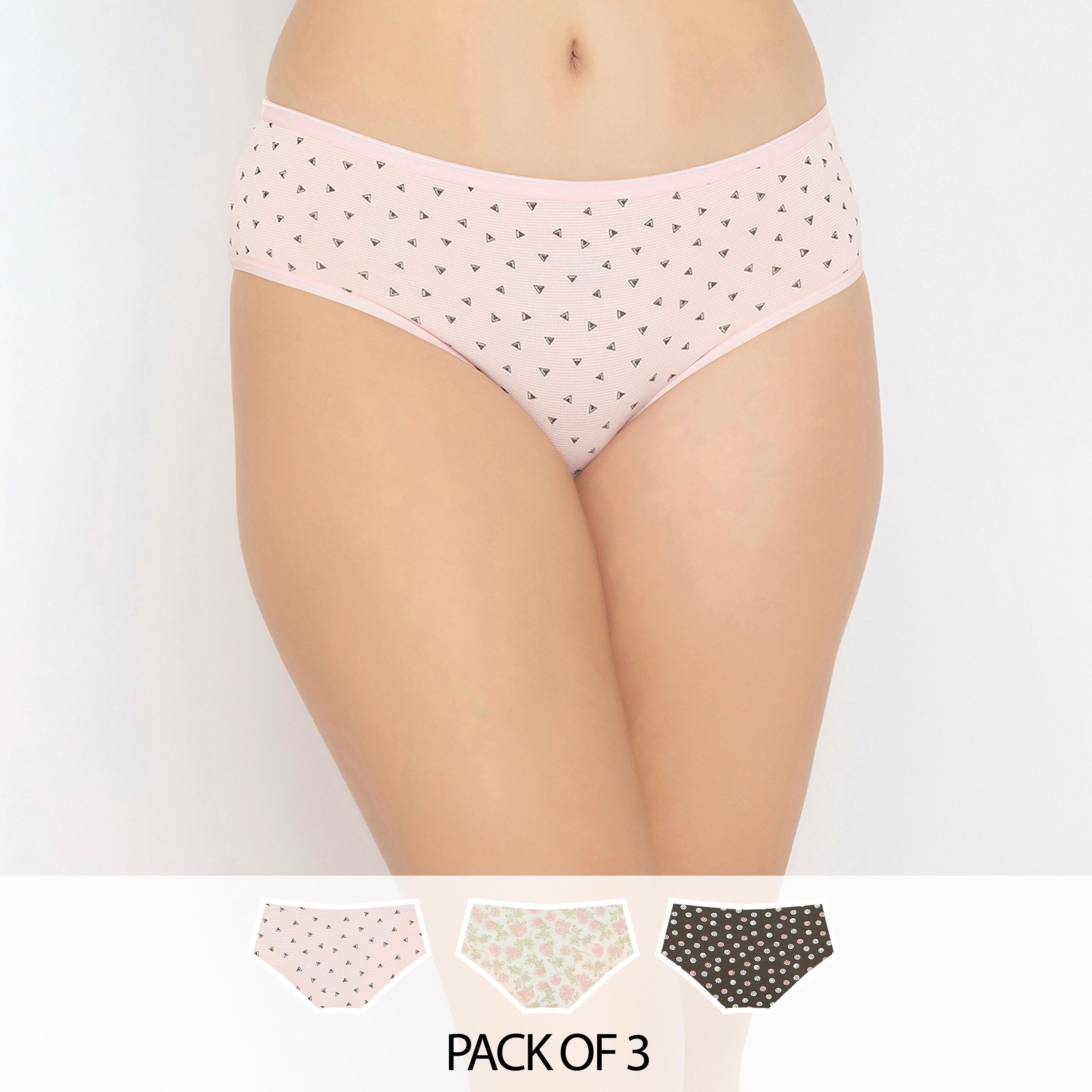 Clovia Pack of 3 Mid Waist Printed Women's Hipster Panties - Cotton-women-clothing-lingerie-panties-image-1