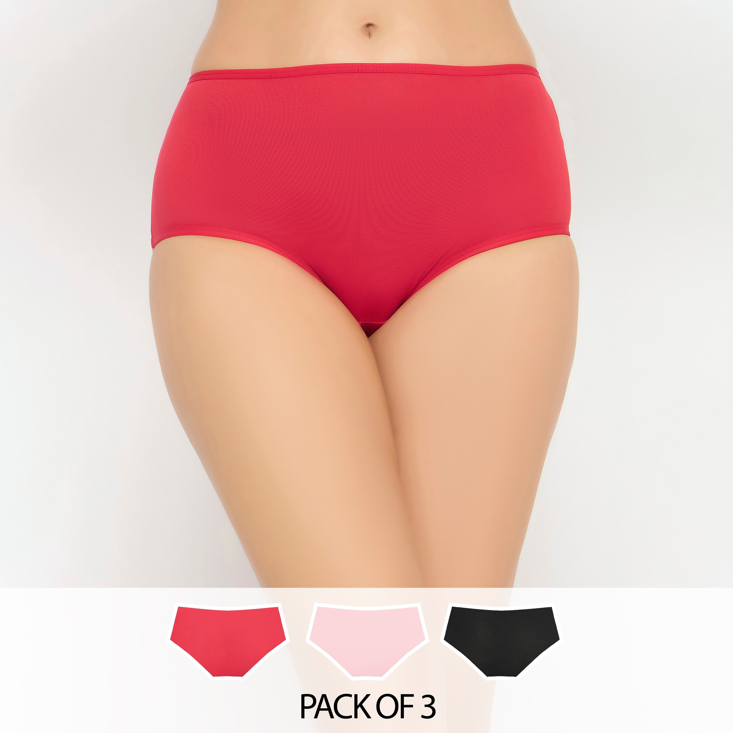 مجموعة من 3 سراويل داخلية هيبستر نسائية عالية الخصر من كلوفيا - قطن-women-clothing-lingerie-panties-image-1