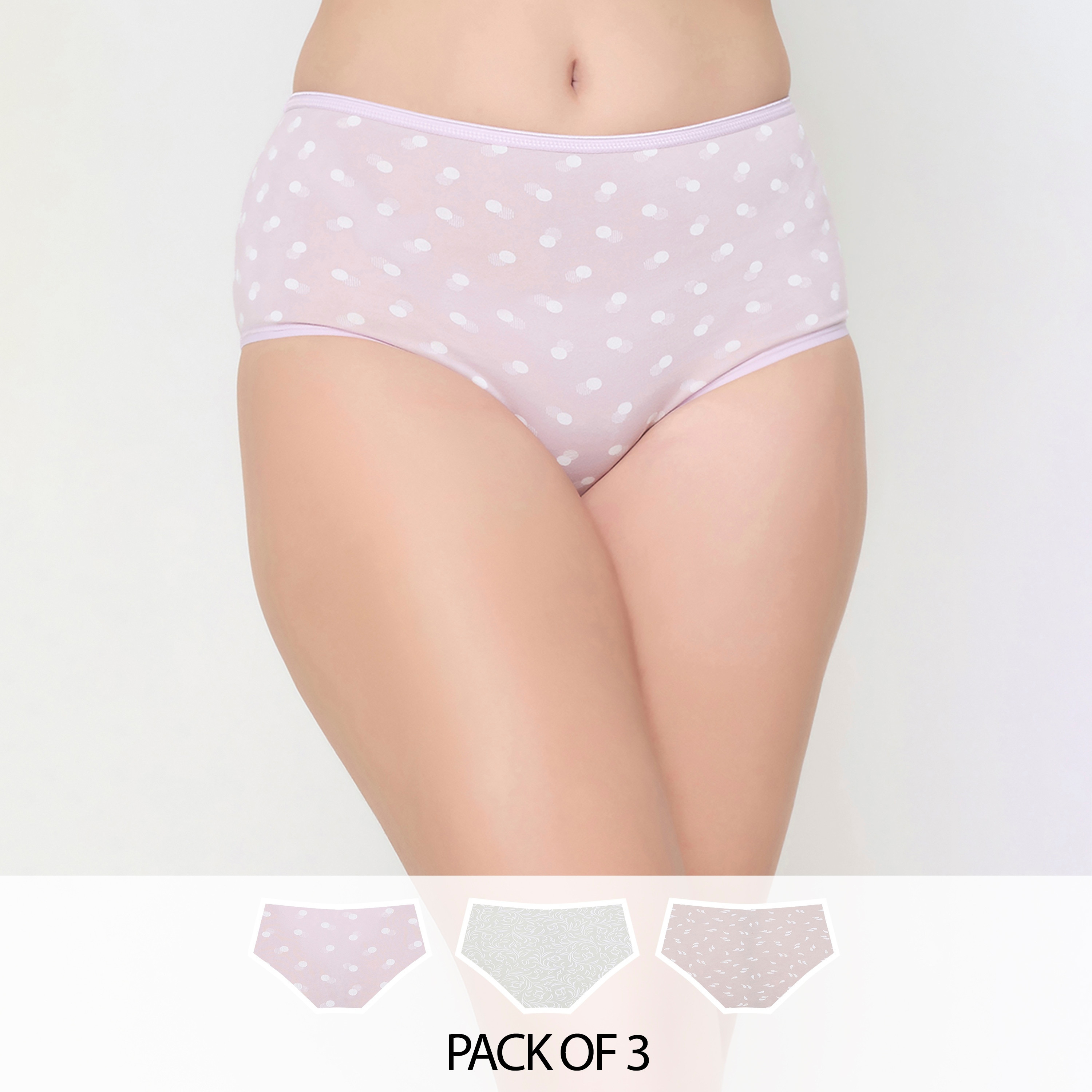 مجموعة من 3 سراويل داخلية هيبستر نسائية عالية الخصر من كلوفيا - قطن-women-clothing-lingerie-panties-image-1