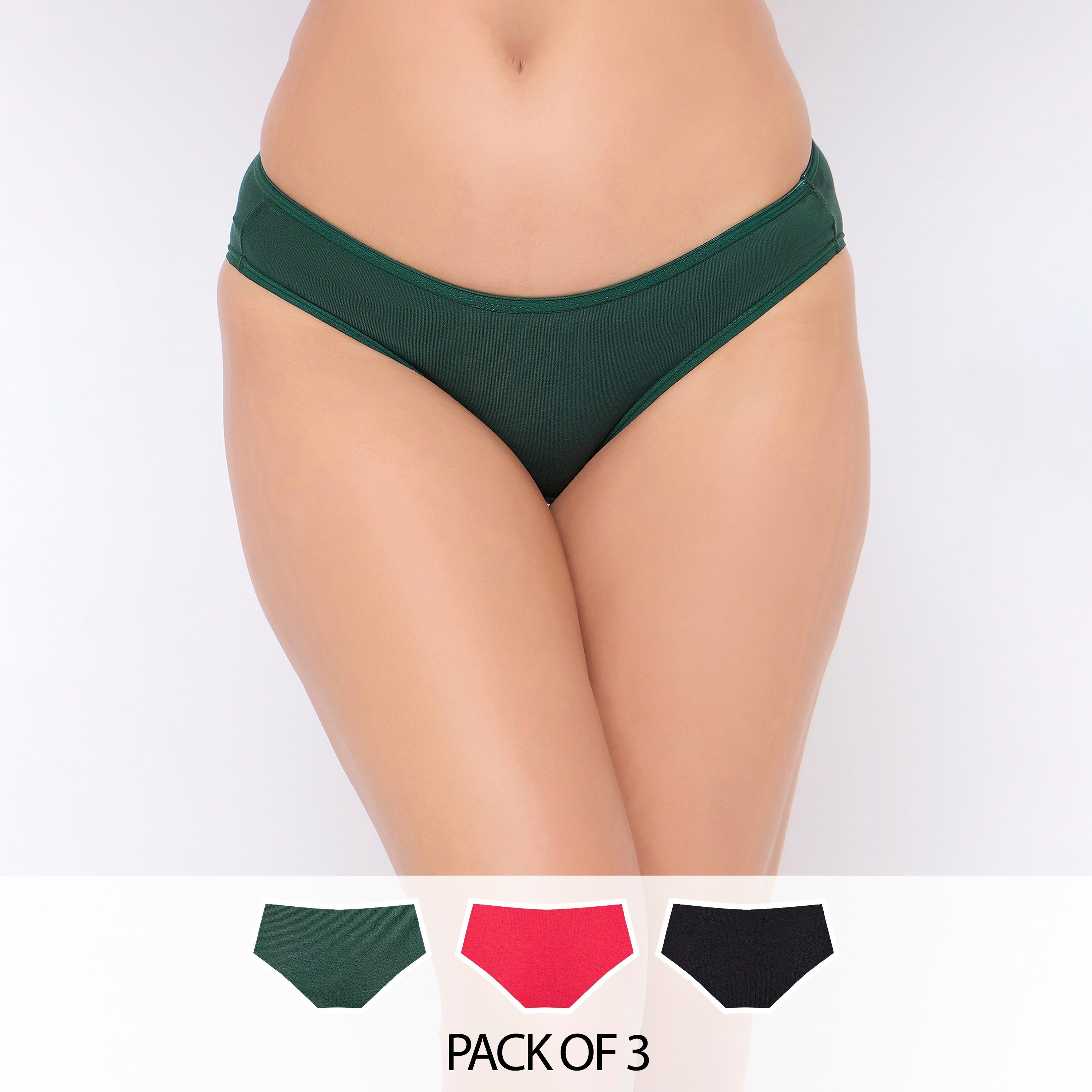 مجموعة من 3 قطع بيكيني داخلية نسائية بخصر منخفض من كلوفيا - قطن-women-clothing-lingerie-panties-image-1