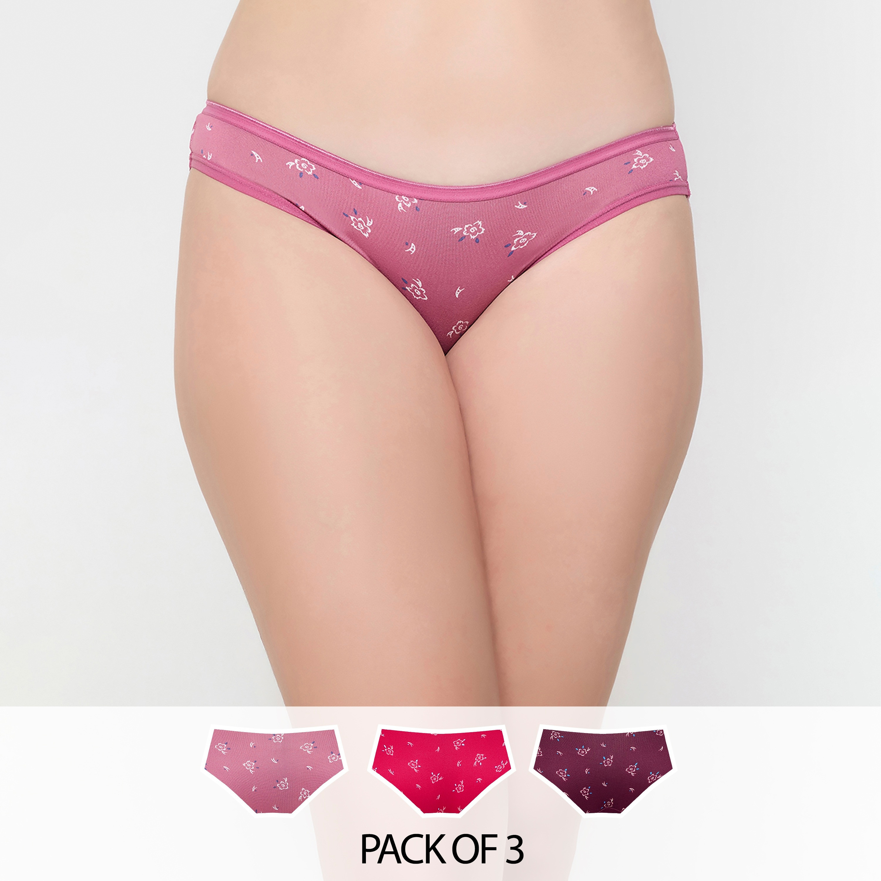 Clovia Pack of 3 Low Waist Floral Printed Women's Bikini Panties-women-clothing-lingerie-panties-image-1