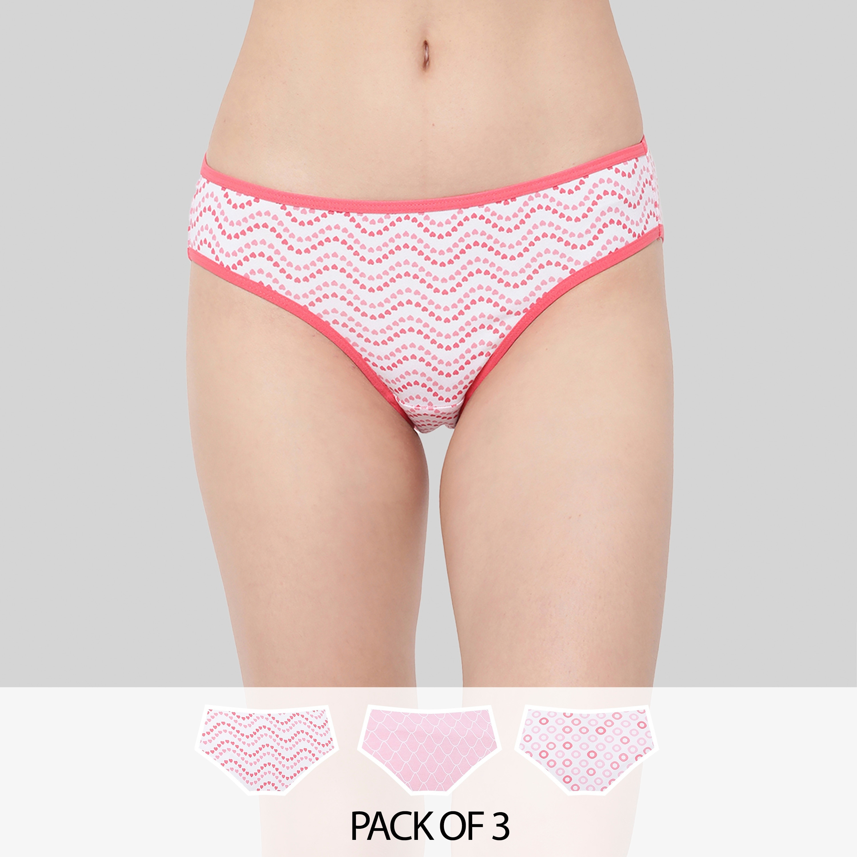 Clovia Pack of 3 Low Waist Printed Women's Bikini Panties - Cotton-women-clothing-lingerie-panties-image-1