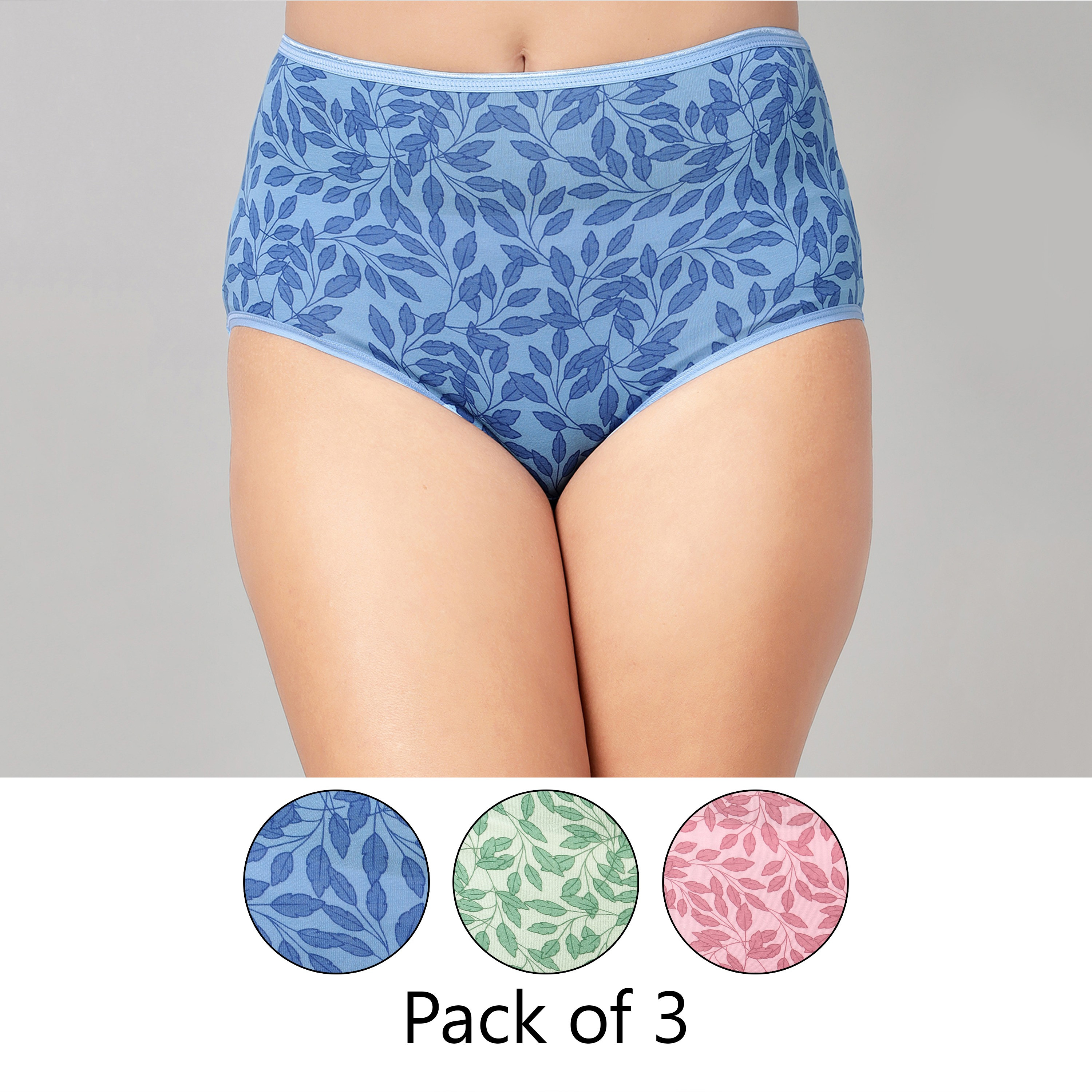 Clovia Pack of 3 High Waist Leaf Print Women's Hipster Panties - Cotton-women-clothing-lingerie-panties-image-1