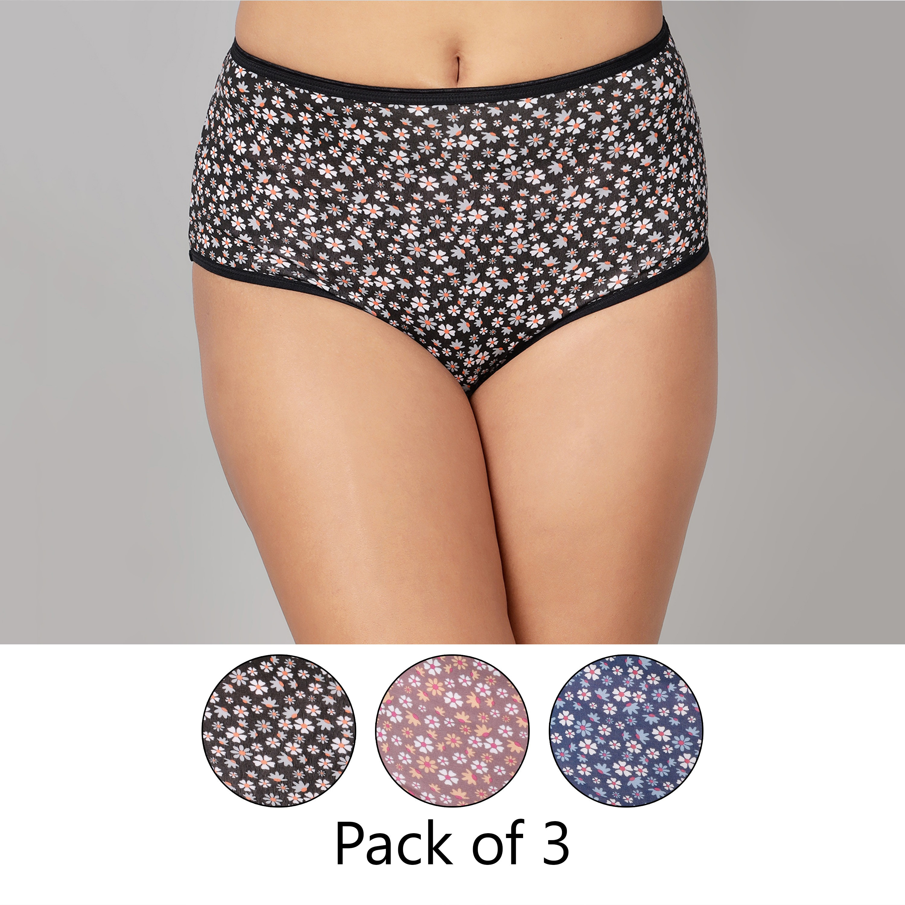 Clovia Pack of 3 High Waist Floral Print Women's Hipster Panties - Cotton-women-clothing-lingerie-panties-image-1