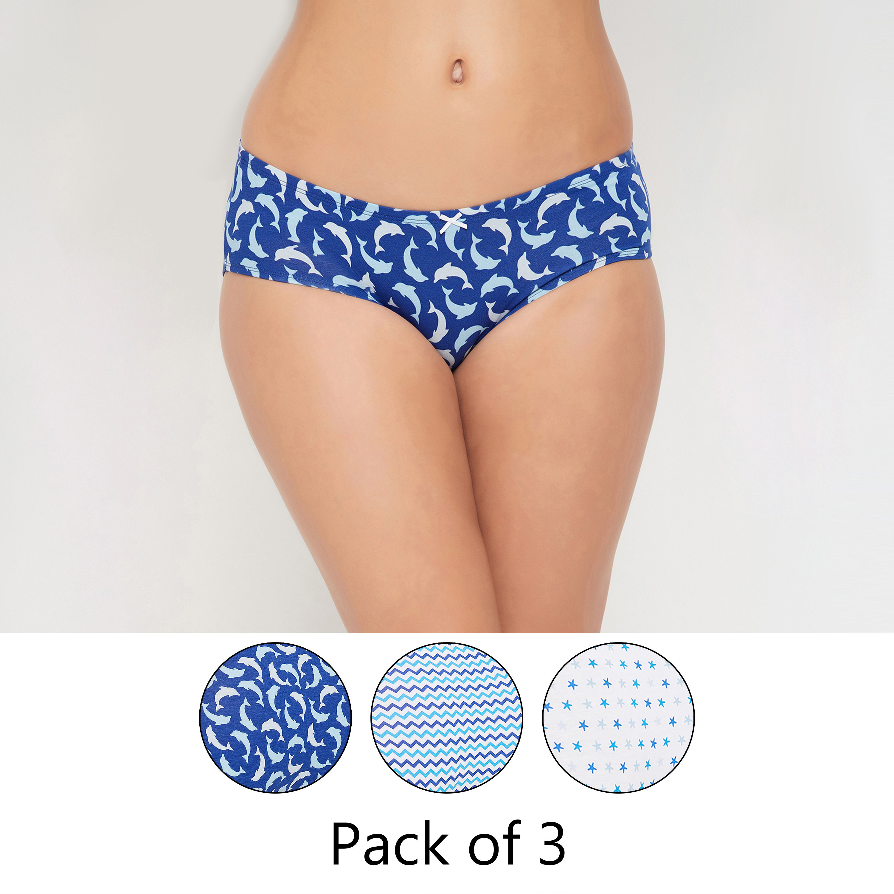 Clovia Pack of 3 Mid Waist Printed Hipster Women's Panties with Inner Elastic - Cotton-women-clothing-lingerie-panties-image-1