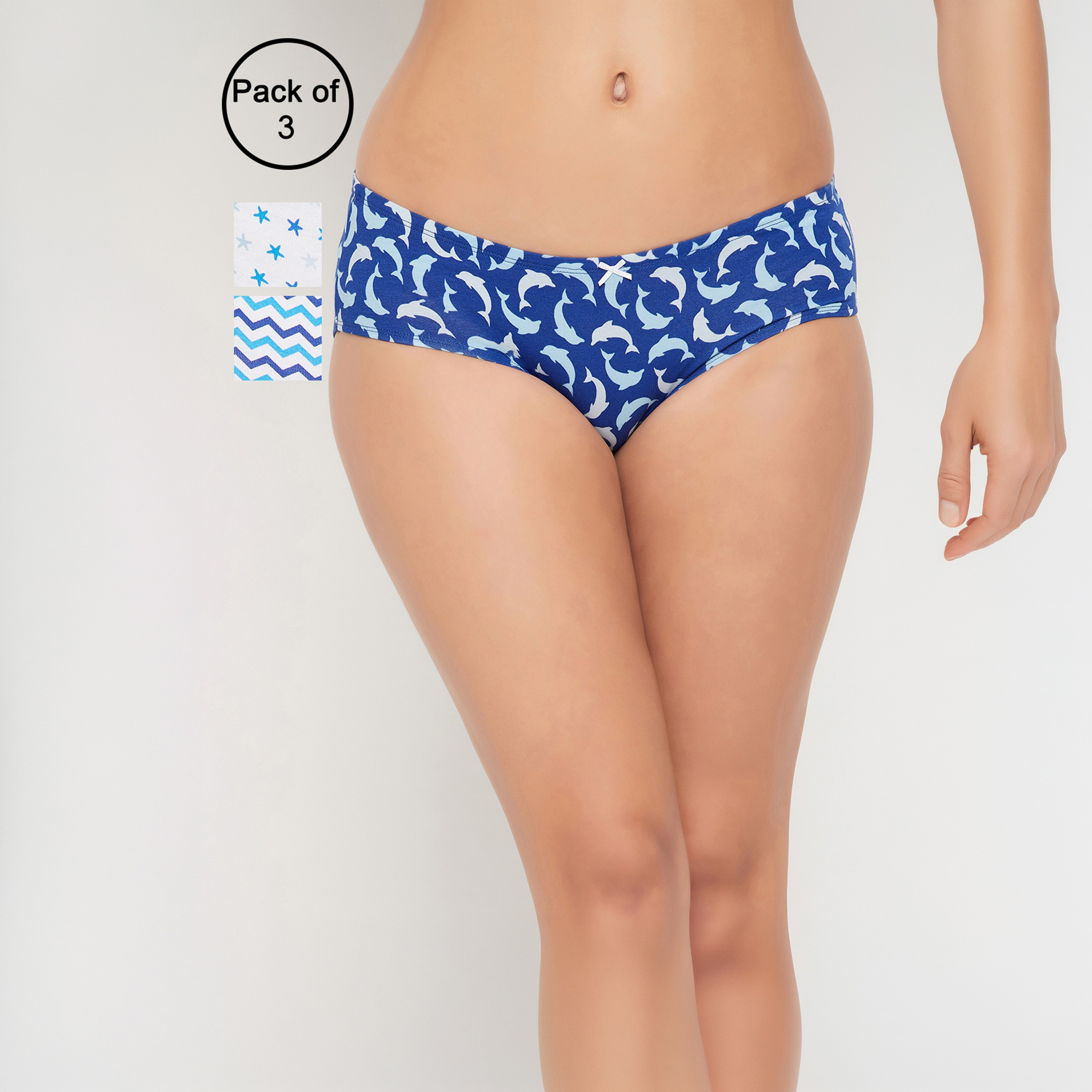 Clovia Pack of 3 Mid Waist Printed Hipster Women's Panties with Inner Elastic - Cotton-women-clothing-lingerie-panties-image-2