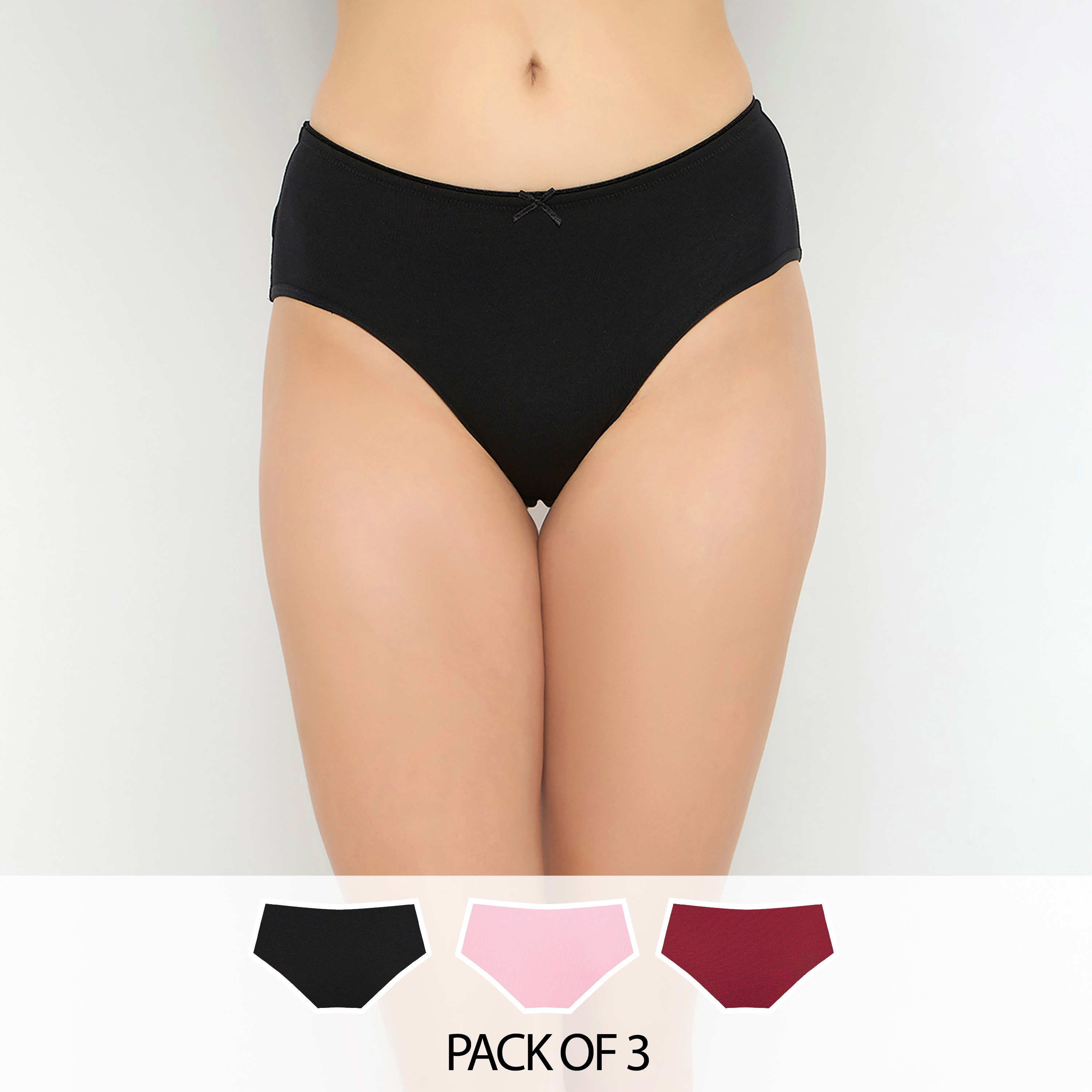 Clovia Pack of 3 Mid Waist Women's Hipster Panties with Outer Elastic - Cotton-women-clothing-lingerie-panties-image-1