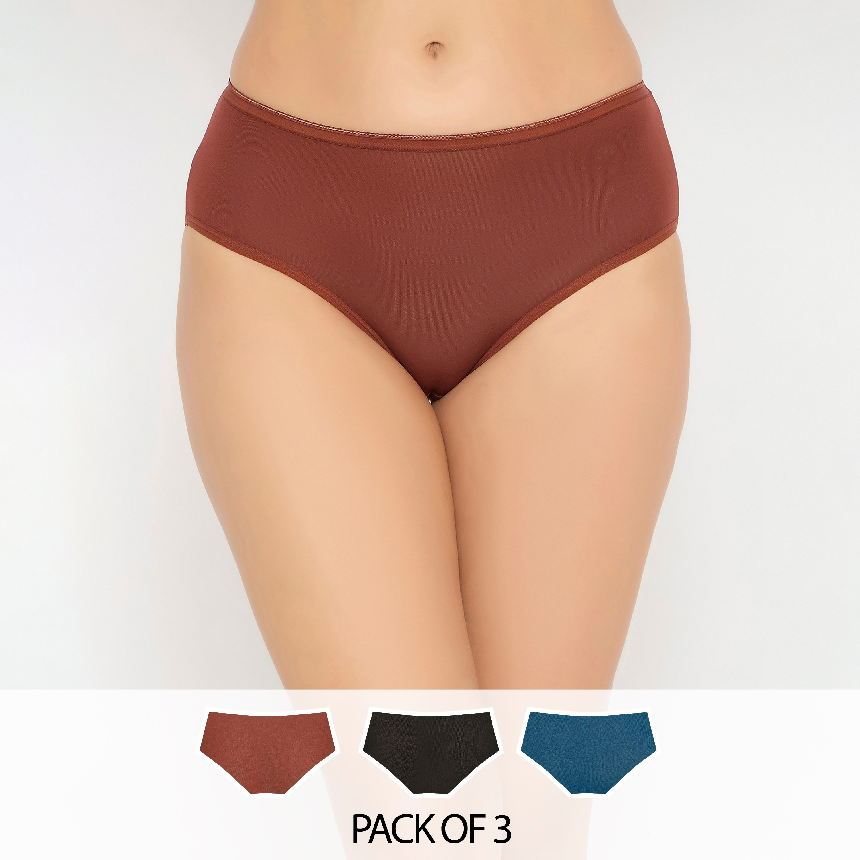 مجموعة من 3 سراويل داخلية هيبستر نسائية متوسطة الخصر من كلوفيا - مودال-women-clothing-lingerie-panties-image-1