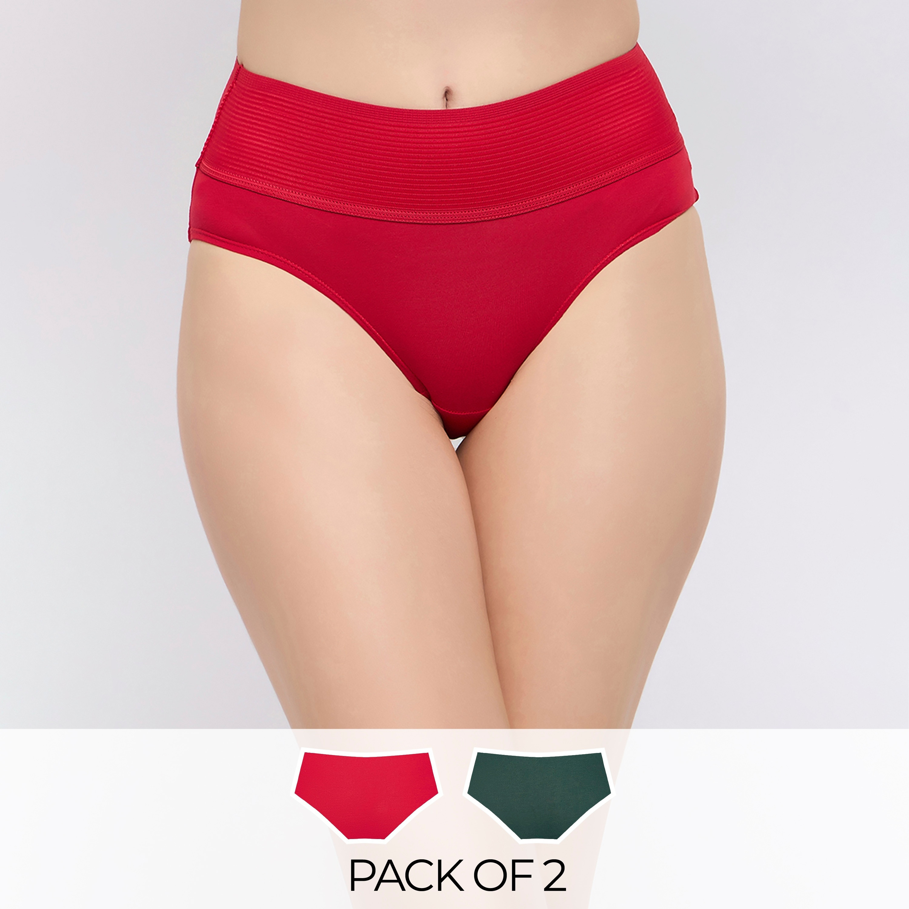 مجموعة من قطعتين من سراويل داخلية هيبستر نسائية عالية الخصر تامي تاكر من كلوفيا - قطن-women-clothing-lingerie-panties-image-1