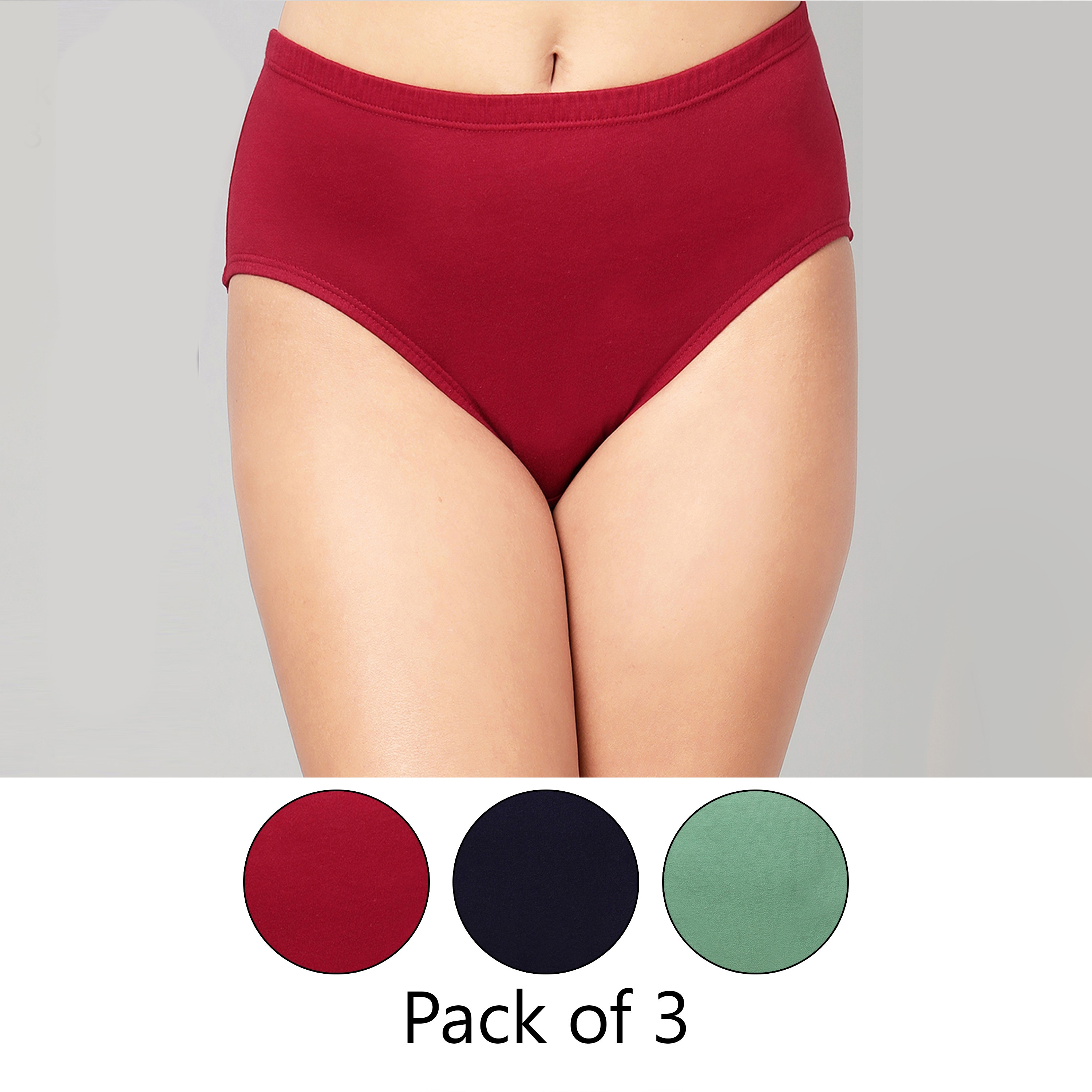 طقم 3 قطع سراويل "هيبستر" نسائية بخصر متوسط مع مطاط داخلي من كلوفيا - قطن 100%
-women-clothing-lingerie-panties-image-1