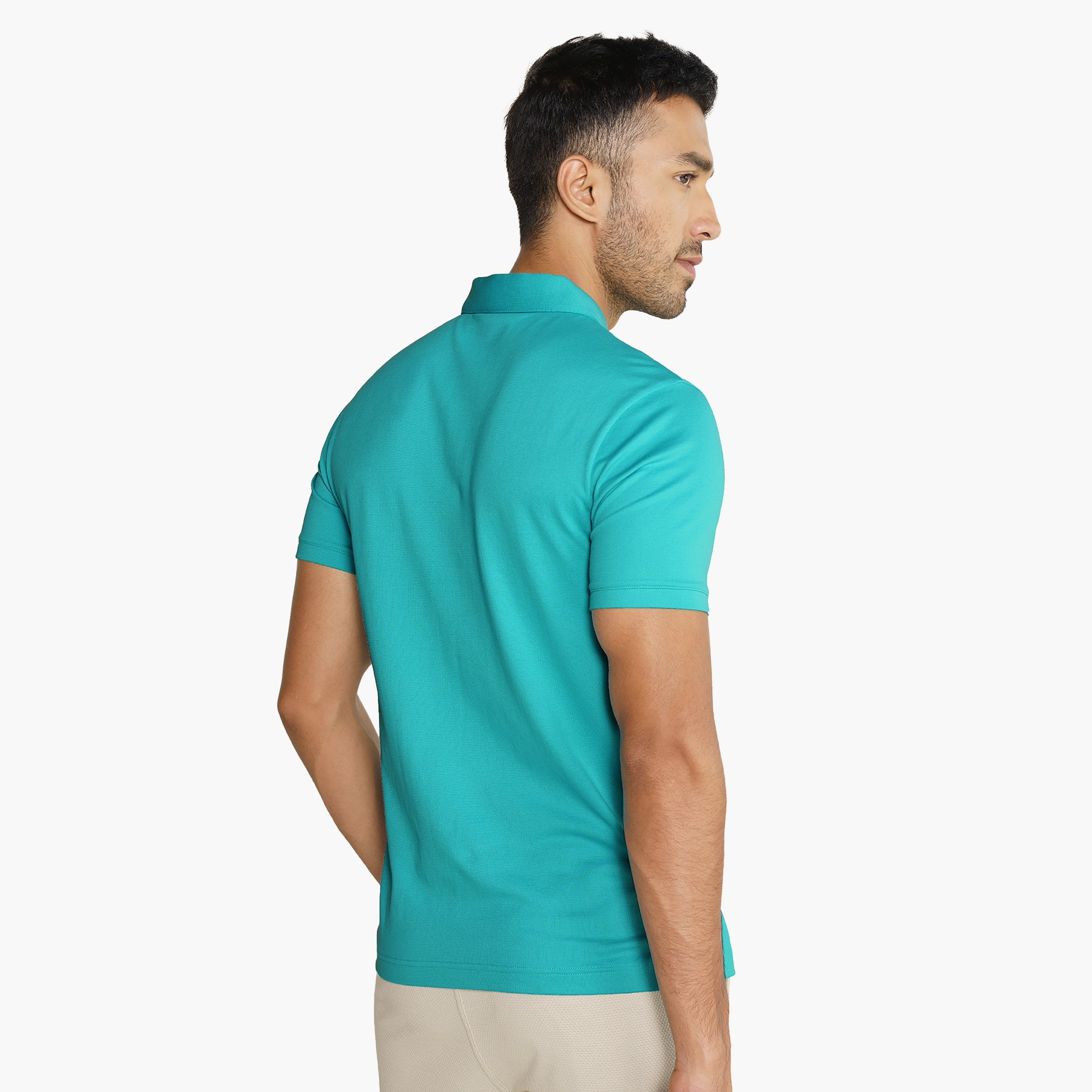 تي شيرت بولو من دامنش بياقة عادية وأكمام قصيرة بنصف سحاب-men-clothing-tshirtsandpolos-polos-image-4