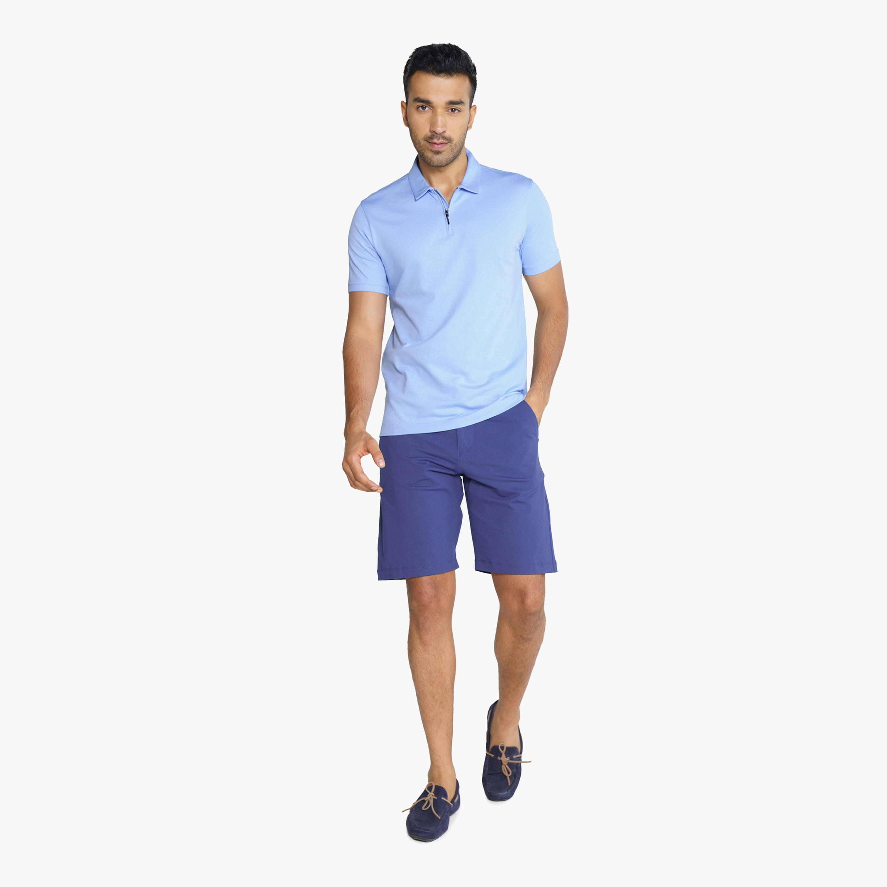 تي شيرت بولو من دامنش بياقة عادية وأكمام قصيرة بنصف سحاب-men-clothing-tshirtsandpolos-polos-image-6
