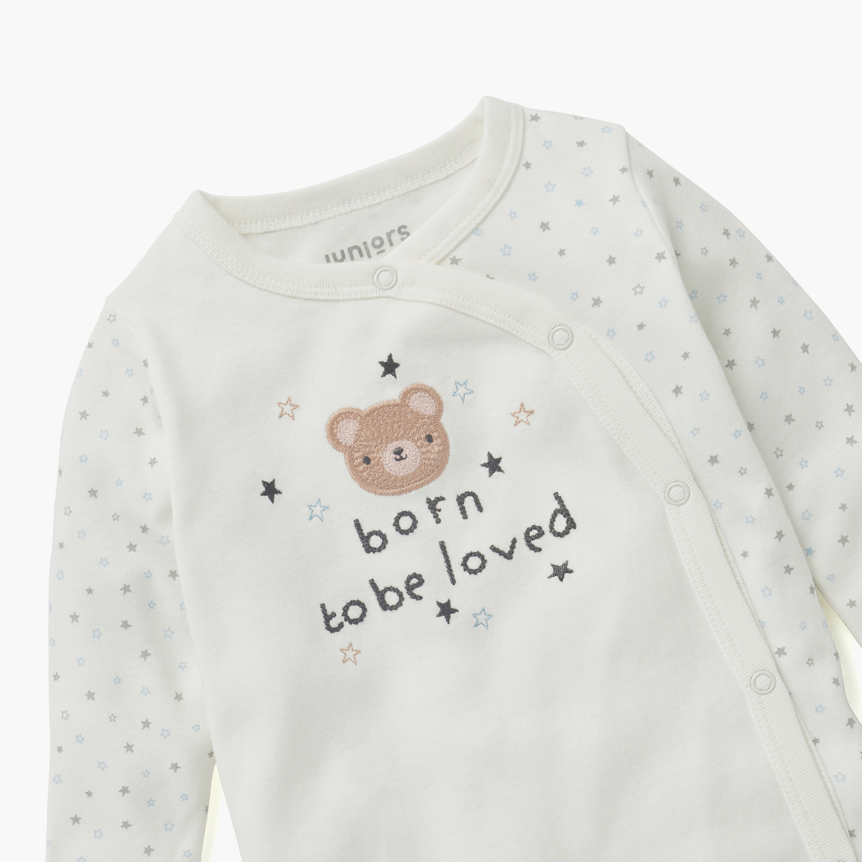 Juniors Embroidered Closed Feet Sleepsuit with Zip Closure-baby-boys-clothing-nightwear-sleepsuits-image-3