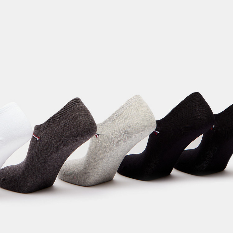 Solid No Show Socks with Elasticated Hem - Set of 5