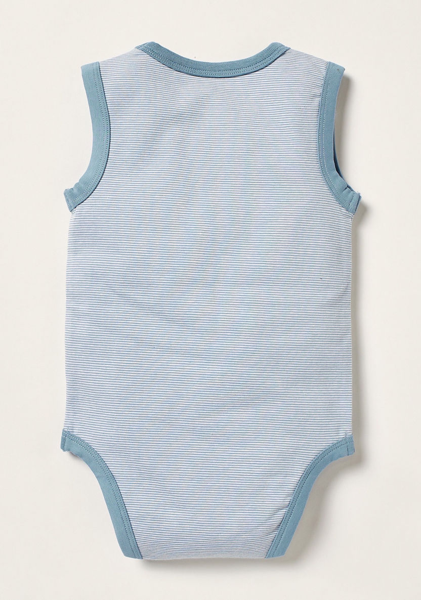 Juniors Striped Sleeveless Bodysuit with Snap Button Closure-Bodysuits-image-2
