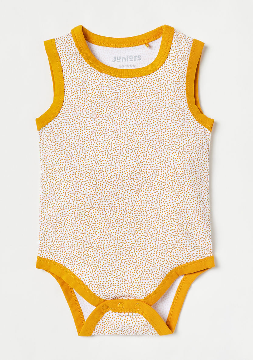 Juniors Printed Sleeveless Bodysuit with Button Closure-Bodysuits-image-0