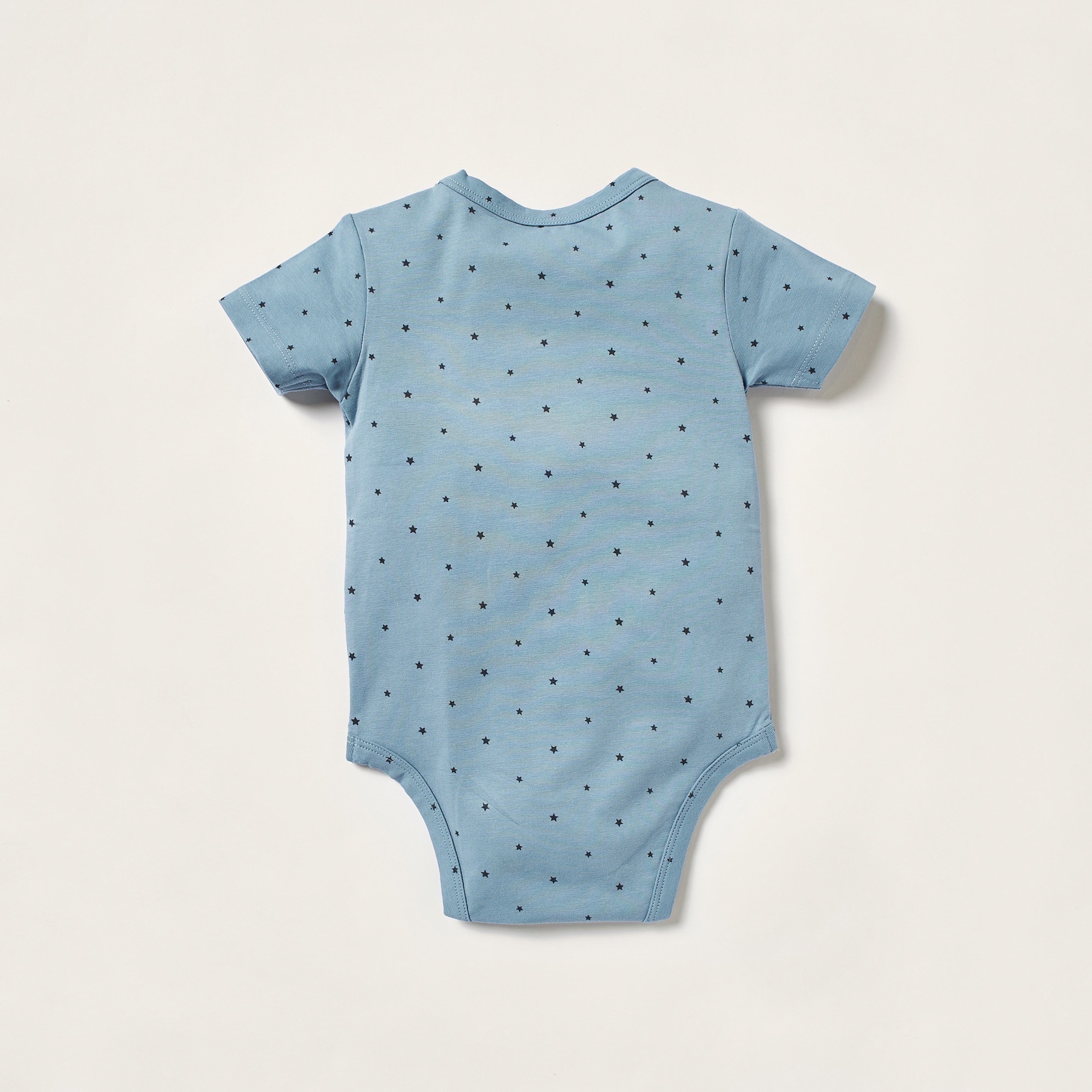 Juniors Star Print Bodysuit with Round Neck and Snap Button Closure-baby-boys-clothing-bodysuits-image-3