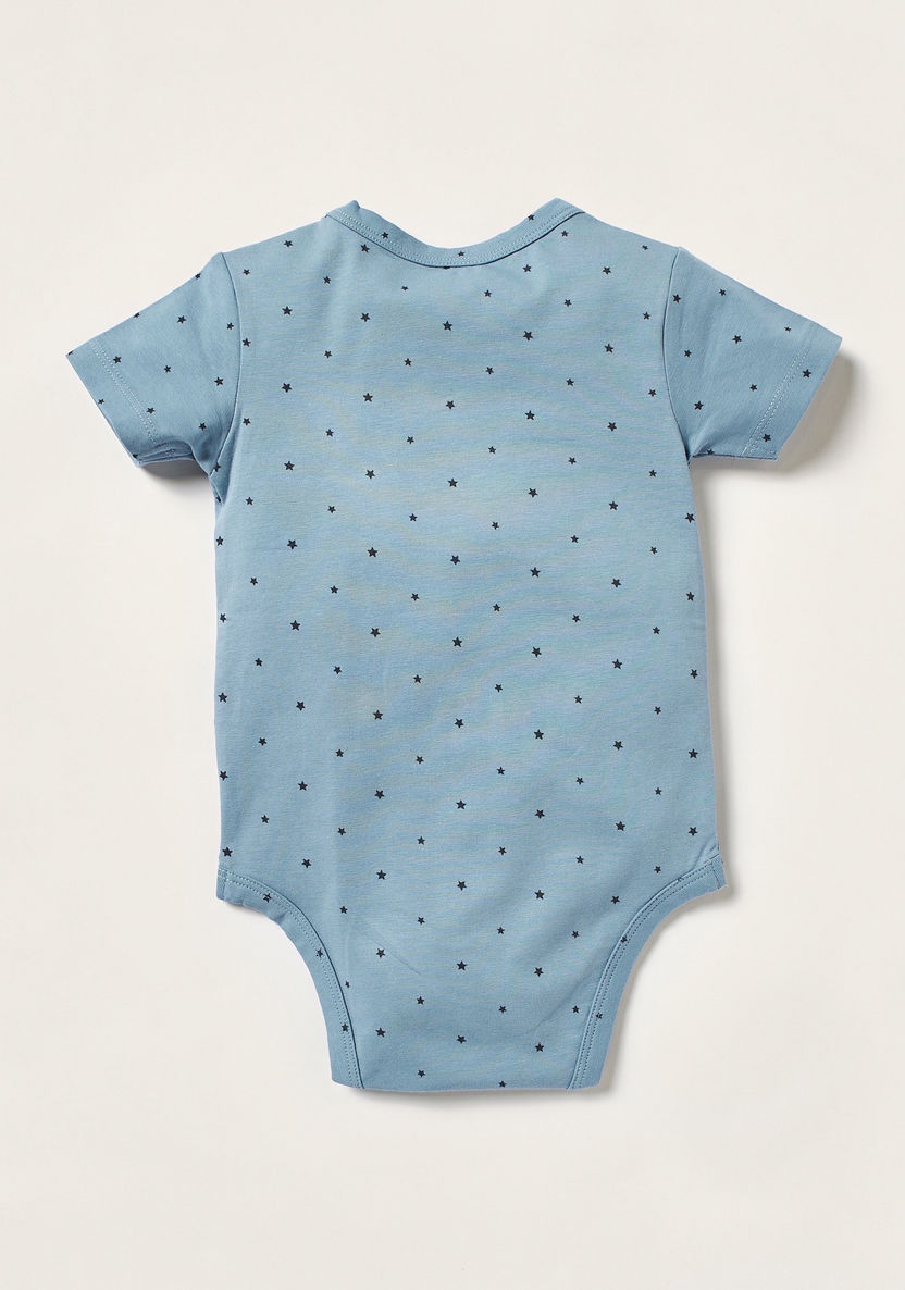 Juniors Star Print Bodysuit with Round Neck and Snap Button Closure-Bodysuits-image-2