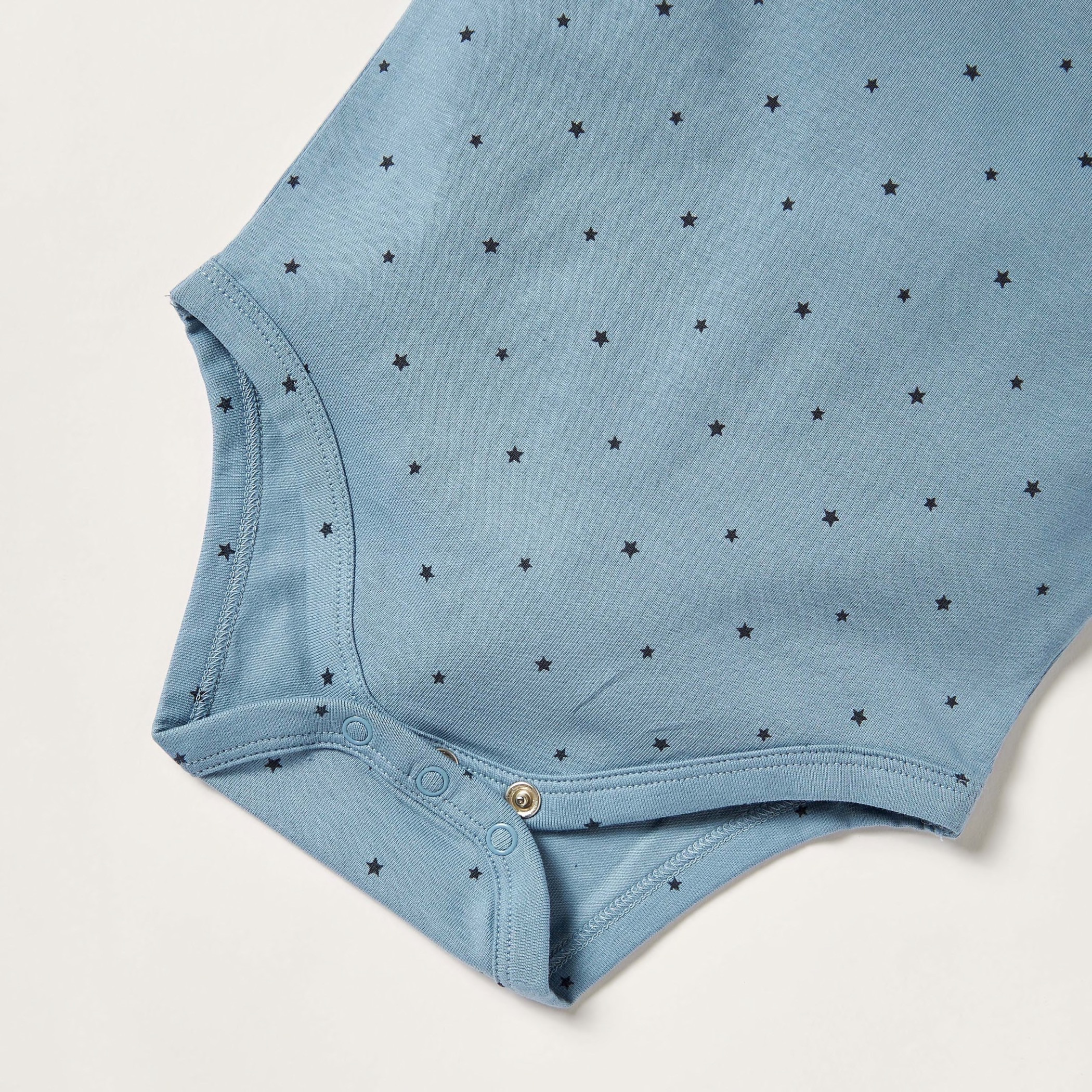Juniors Star Print Bodysuit with Round Neck and Snap Button Closure-baby-boys-clothing-bodysuits-image-4