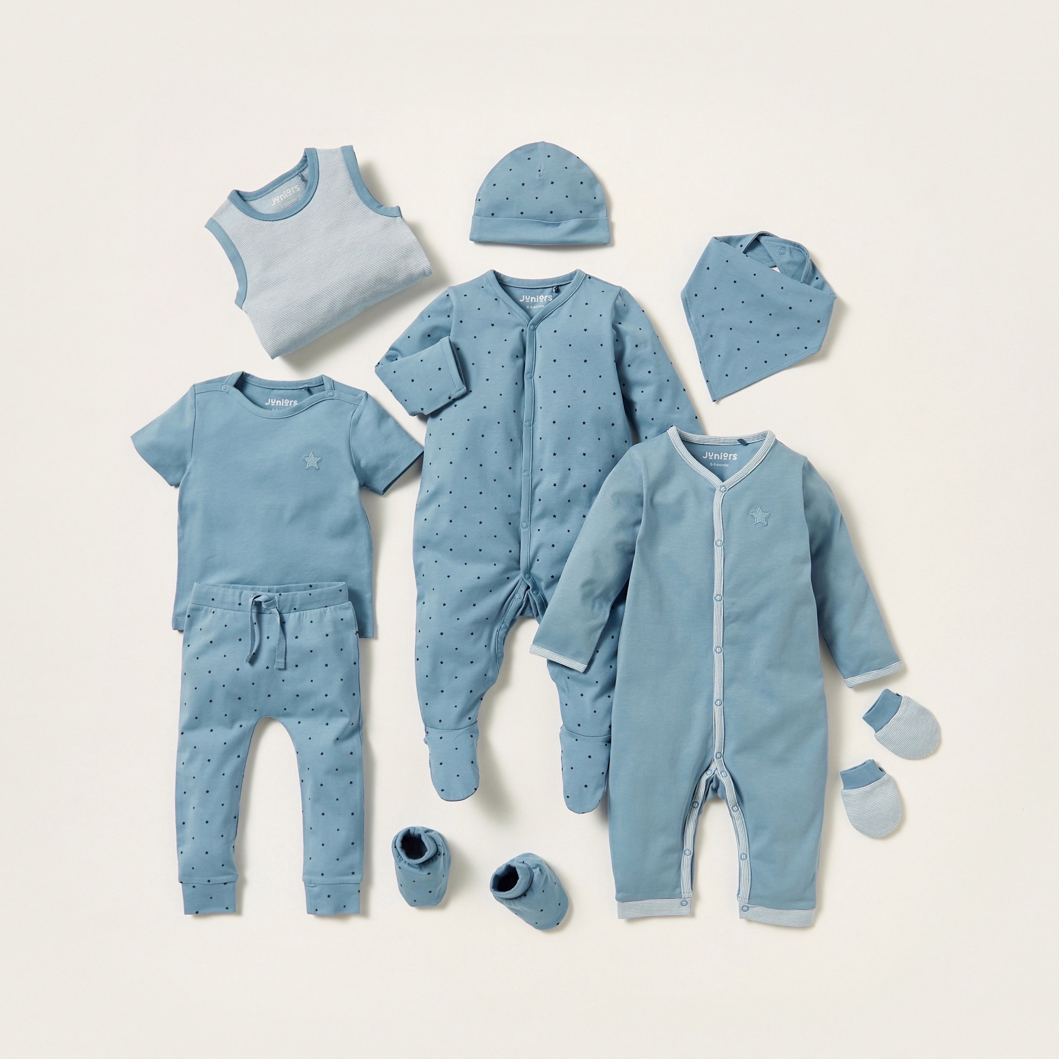 Juniors Star Print Bodysuit with Round Neck and Snap Button Closure-baby-boys-clothing-bodysuits-image-5