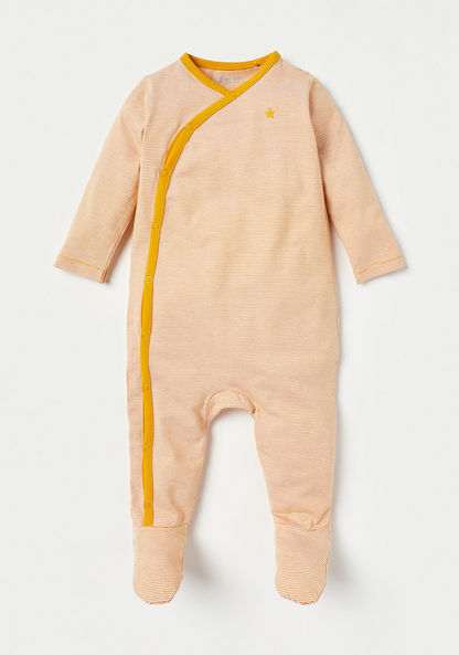 Juniors Striped Closed Feet Sleepsuit with Button Closure-Sleepsuits-image-0
