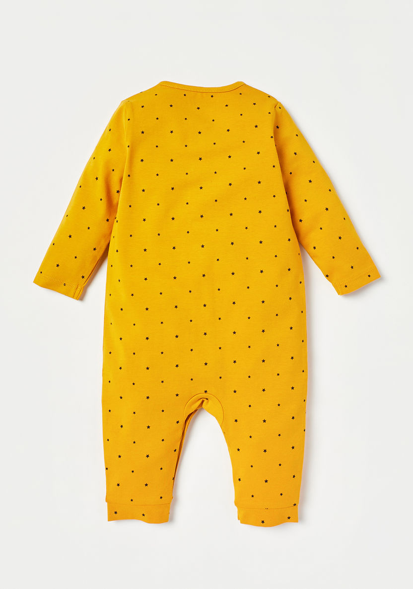 Juniors Star Print Sleepsuit with Button Closure-Sleepsuits-image-3