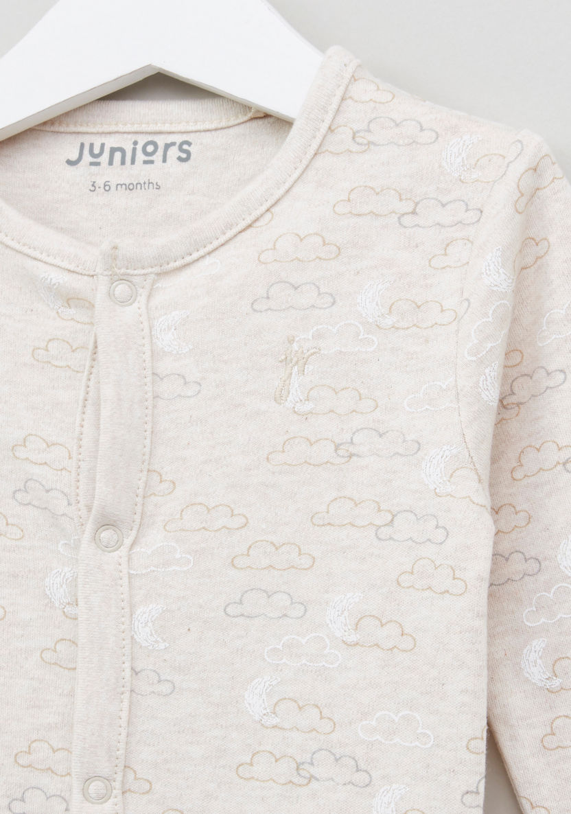 Juniors Printed Sleepsuit with Long Sleeves and Button Closure-Sleepsuits-image-2