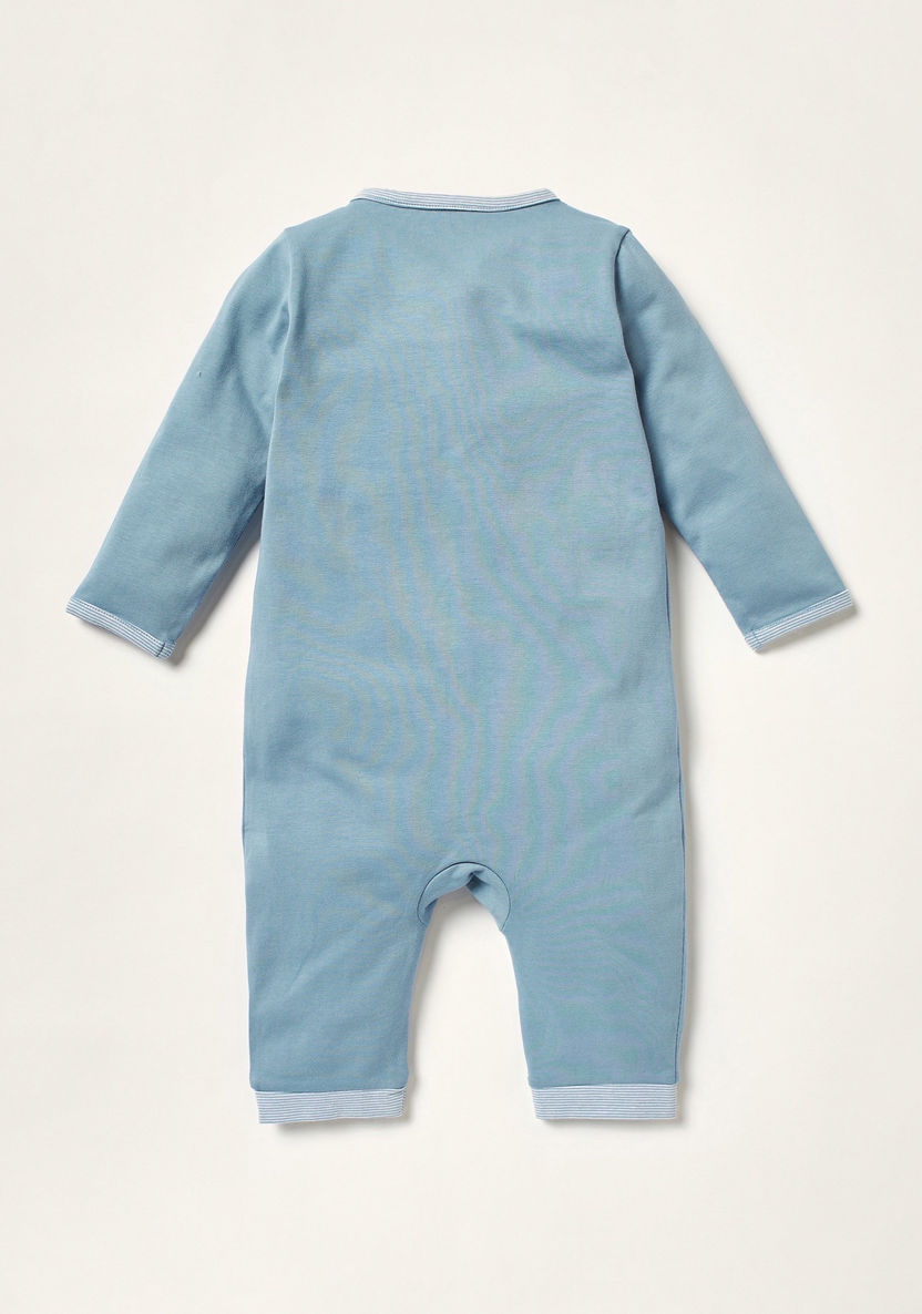 Juniors Solid Romper with Long Sleeves and Button Closure-Sleepsuits-image-2