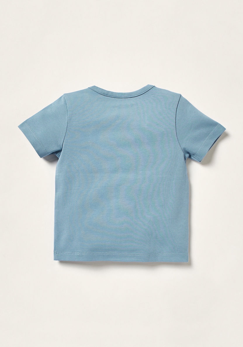Juniors Embroidered T-shirt with Short Sleeves and Snap Closure-T Shirts-image-2