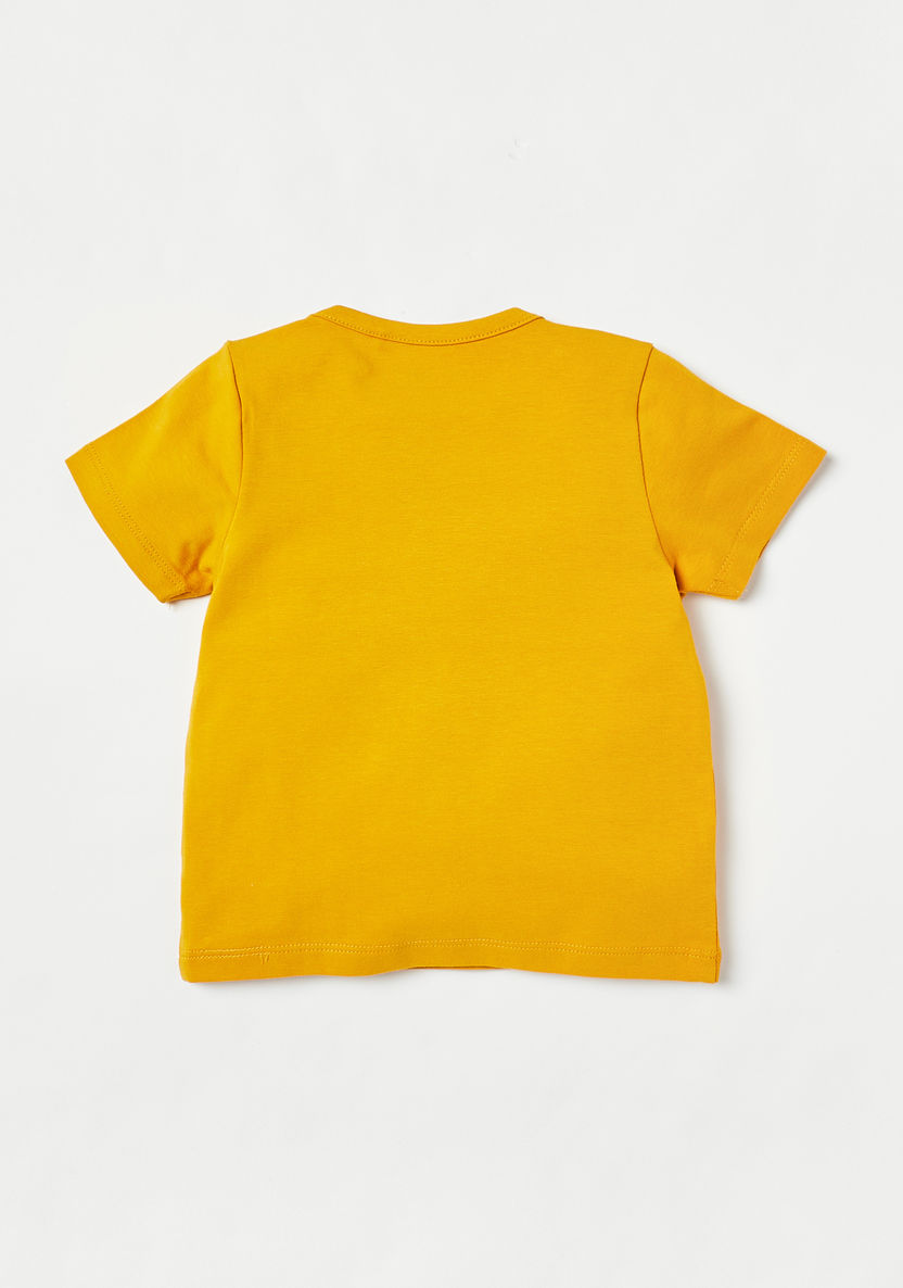 Juniors Solid T-shirt with Short Sleeves and Button Closure-T Shirts-image-3