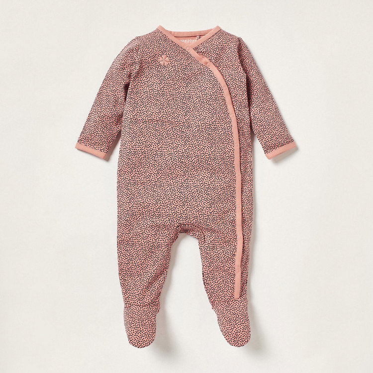 Juniors Printed Sleepsuit with Long Sleeves and Crew Neck