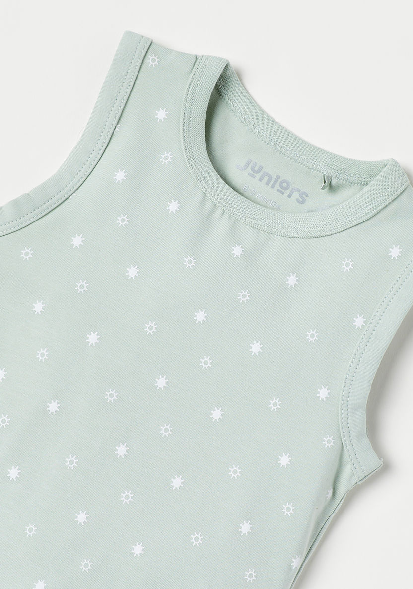 Juniors Printed Sleeveless Bodysuit with Button Closure-Bodysuits-image-1