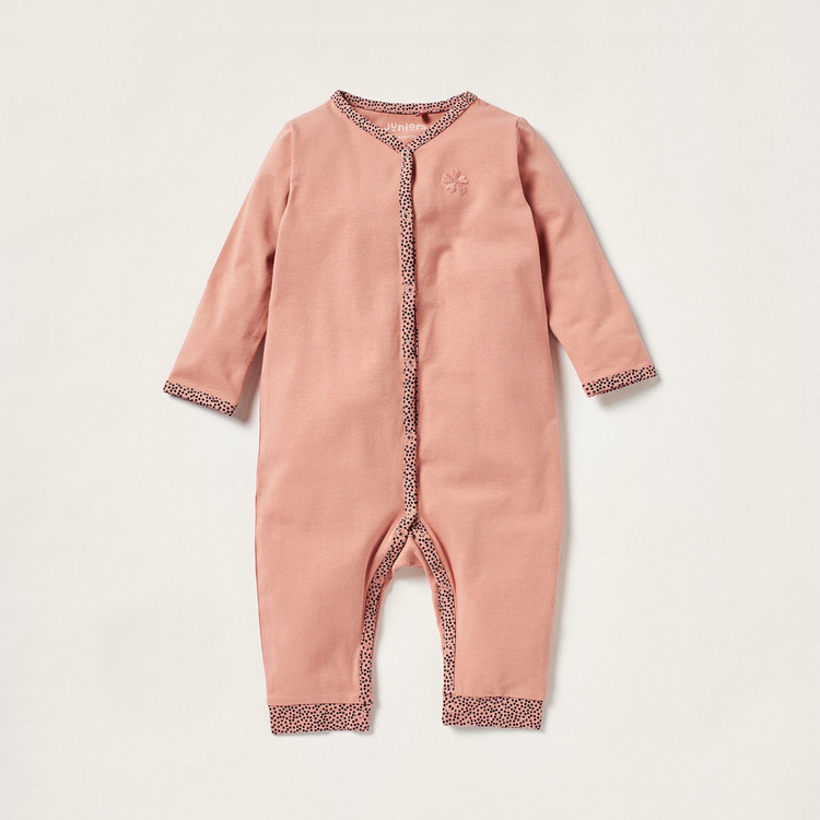 Juniors Embroidered Sleepsuit with Long Sleeves and Snap Button Closure