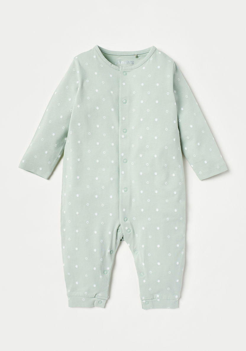 Juniors Printed Sleepsuit with Long Sleeves and Button Closure-Sleepsuits-image-0