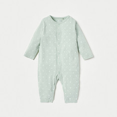Juniors Printed Sleepsuit with Long Sleeves and Button Closure