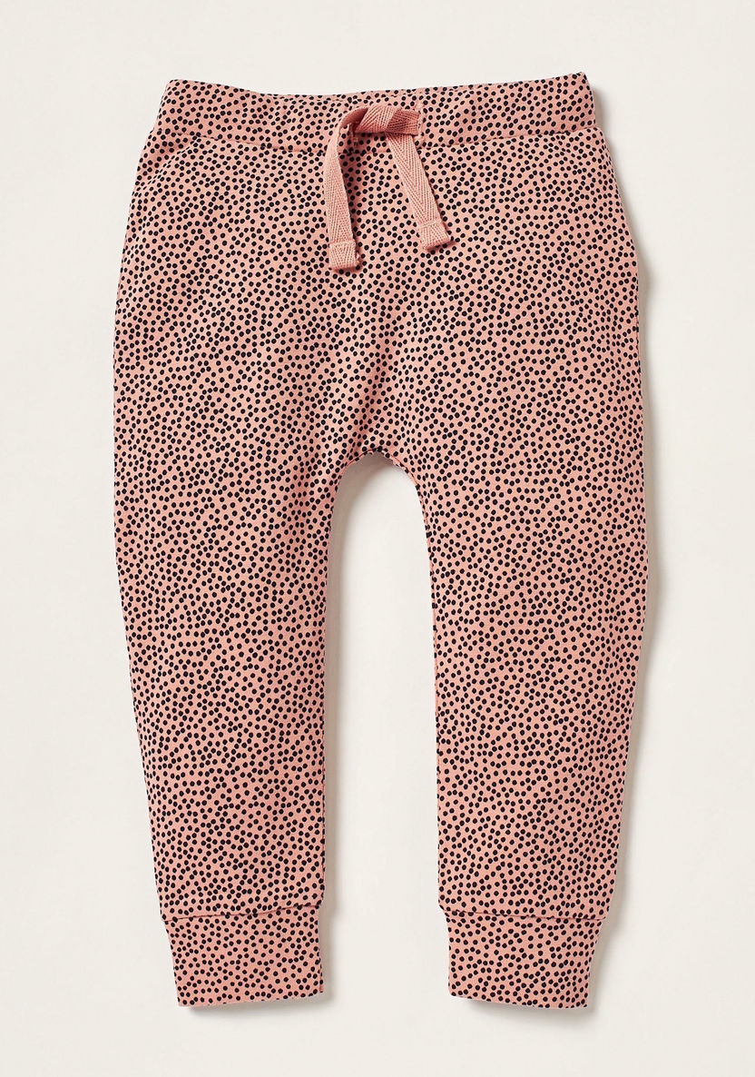 Juniors All-Over Dot Print Pyjamas with Drawstring Closure-Leggings-image-0