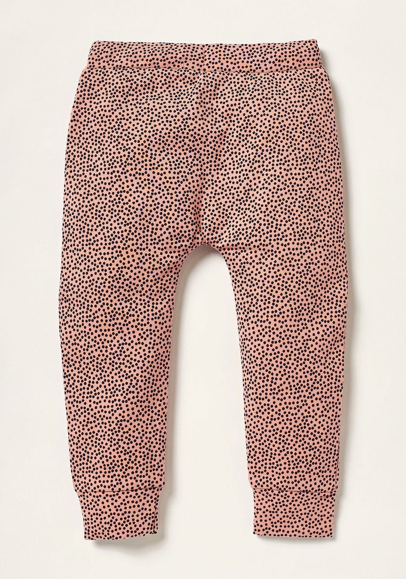 Juniors All-Over Dot Print Pyjamas with Drawstring Closure-Leggings-image-2