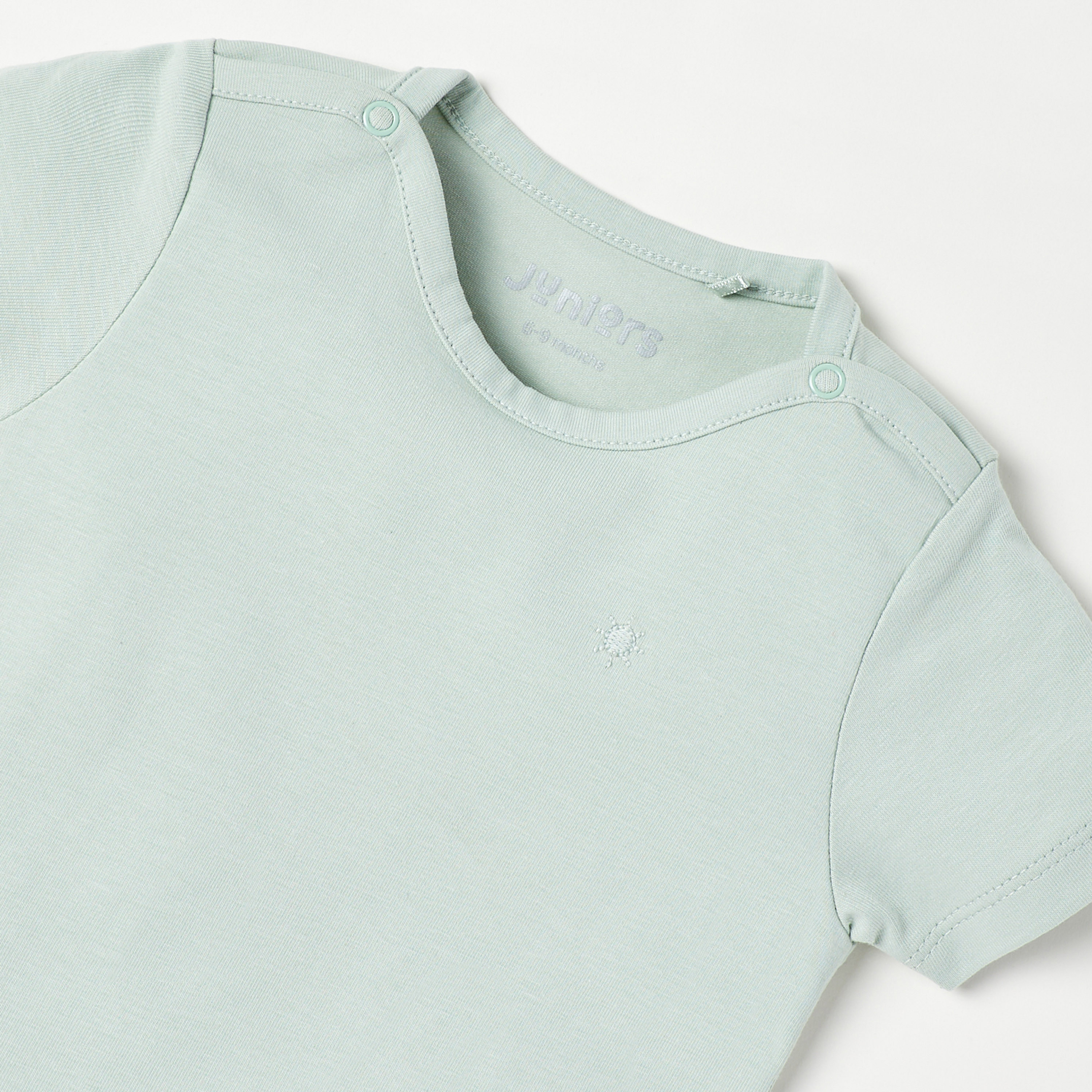 Juniors Solid T-shirt with Short Sleeves and Button Closure-baby-boys-clothing-tshirtsandpolos-image-2