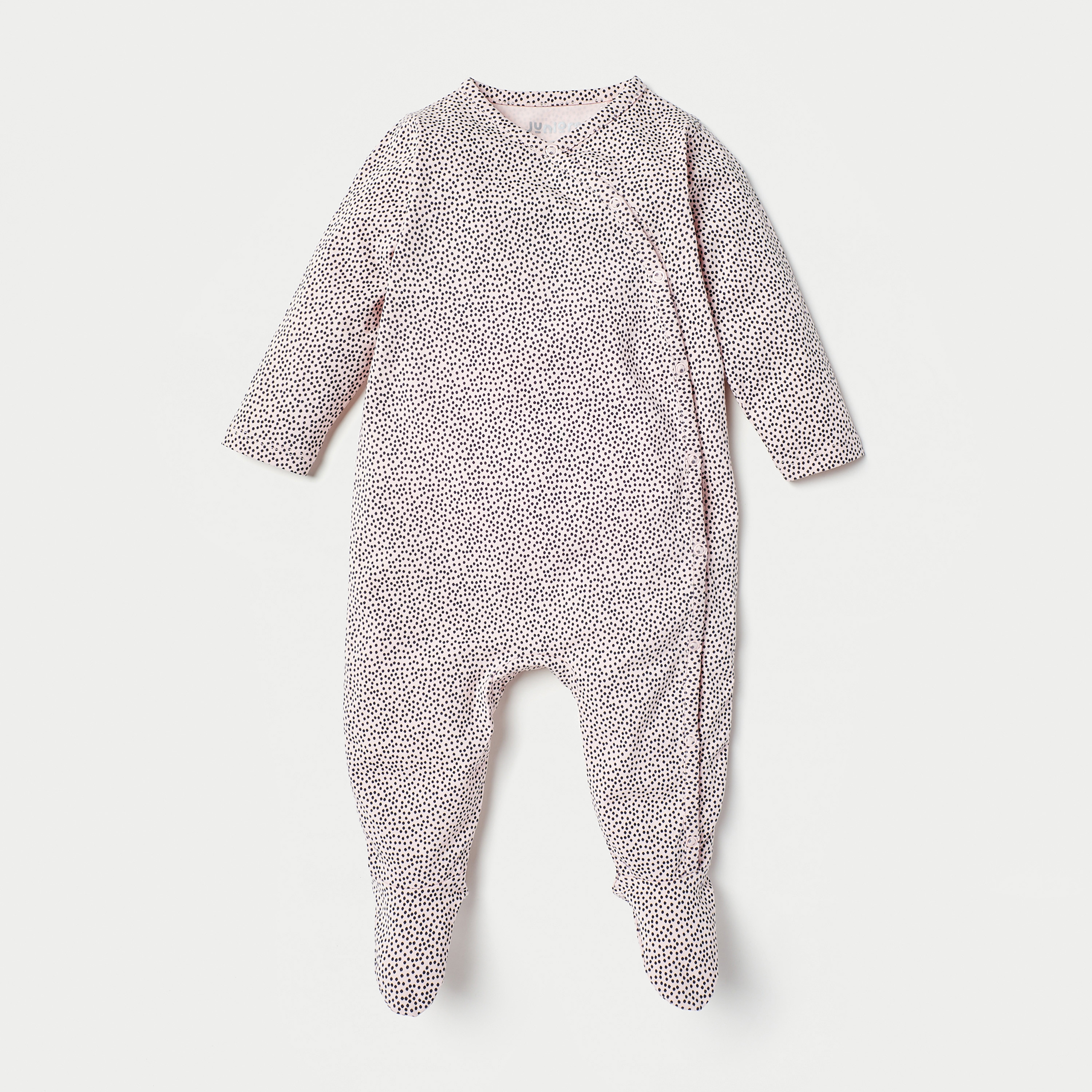 Juniors All-Over Polka Dot Print Sleepsuit with Long Sleeves-baby-girls-clothing-nightwear-sleepsuits-image-1