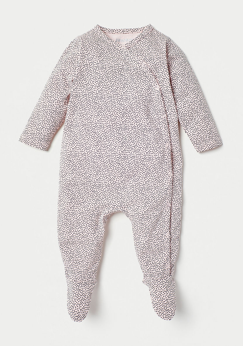 Juniors All-Over Polka Dot Print Sleepsuit with Long Sleeves-Sleepsuits-image-0