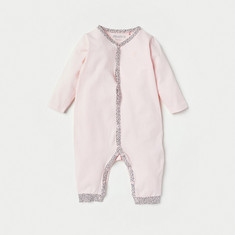 Juniors Solid Sleepsuit with Long Sleeves and Button Closure
