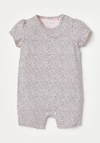 Juniors All-Over Polka Dot Print Romper with Short Sleeves and Round Neck-Rompers%2C Dungarees and Jumpsuits-image-0