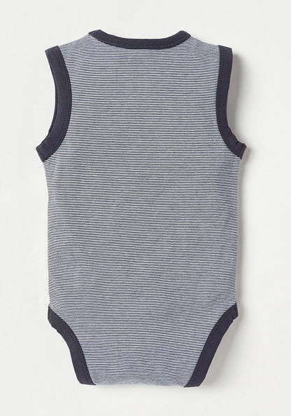 Juniors Striped Sleeveless Bodysuit with Button Closure-Bodysuits-image-3