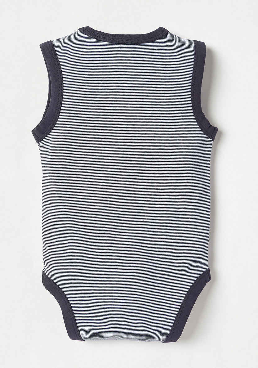 Juniors Striped Sleeveless Bodysuit with Button Closure-Bodysuits-image-3