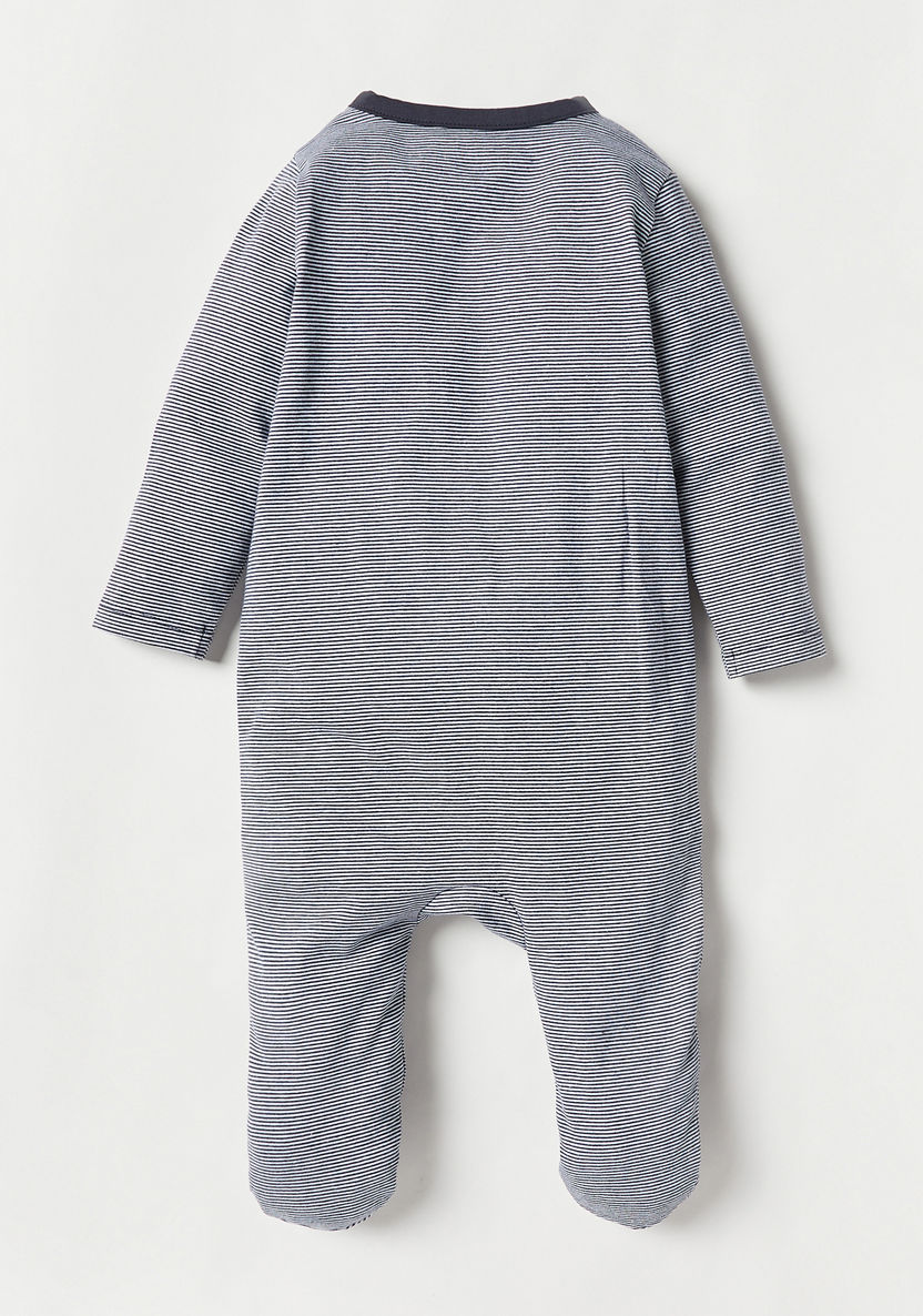 Juniors Striped Closed Feet Sleepsuit with Button Closure-Sleepsuits-image-3