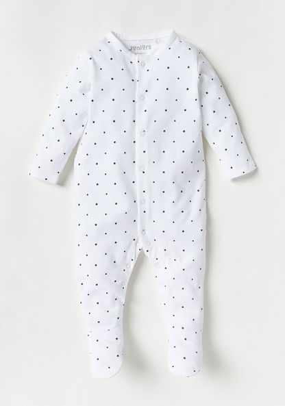 Juniors All-Over Star Print Closed Feet Sleepsuit with Button Closure-Sleepsuits-image-0
