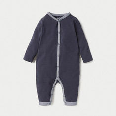 Juniors Solid Sleepsuit with Button Closure and Long Sleeves