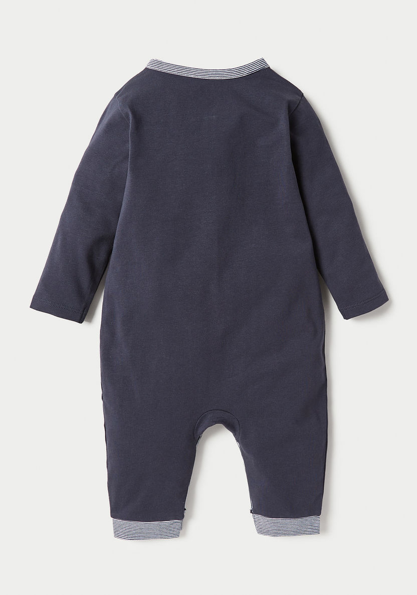 Juniors Solid Sleepsuit with Button Closure and Long Sleeves-Sleepsuits-image-3